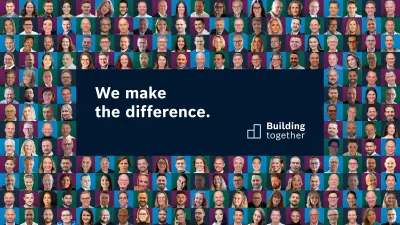 Mosaikbild bestehend aus den Köpfen vieler Mitarbeiter