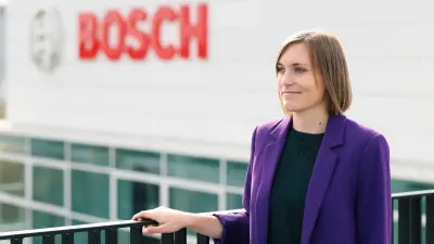 Miriam Klein, Team Lead Service & Portfoliomanagement for Energy Data Services at Bosch Energy and Building Solutions, on rooftop terrace, Bosch Building Munich, Germany