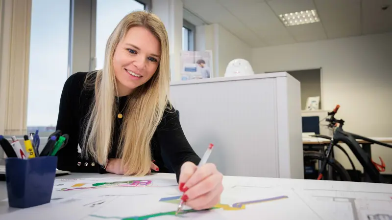 Bosch employee Sabrina Ruis during planning work in her office.