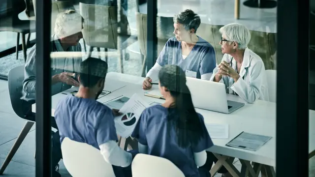 hospital staff at meeting