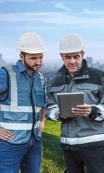 Industriegebäude mit Vernetzungslinien