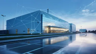 Industriegebäude mit Vernetzungslinien