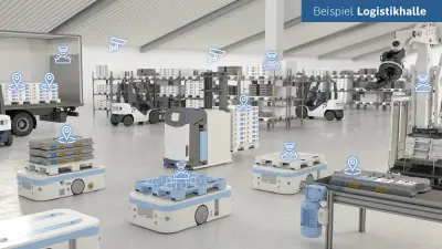 Brandschutzlösung von Bosch für Lithium-Ionen-Batterien am Beispiel einer Logistikhalle