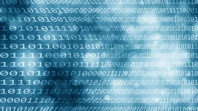 Binärcode aus 1 und 0 der Daten für die effiziente Datenverwaltung und Videomanagement