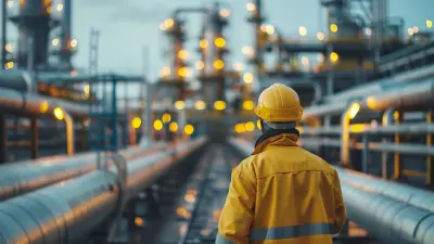 Mann in Schutzausrüstung steht vor Industrieanlage