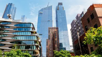 Skyline of a North American city with modern high-rise buildings