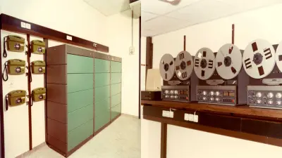 Leitstelle der Telenorma 1985, Telefone, Aktenschränke und Tonbandgeräte