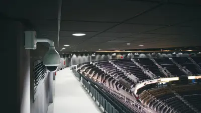 Interior of the Rudolf Weber-Arena Oberhausen with video camera