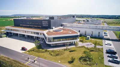 Exterior view, aerial view of Babor Beauty Cluster, building in Eschweiler Germany