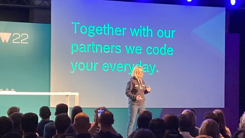 Bosch’s chief digital officer, Tanja Rückert, at the kickoff of the Bosch ConnectedExperience event in Berlin.