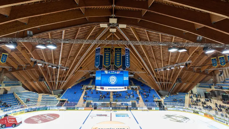 Interior view of the ice sports stadium Davos, Switzerland