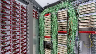 Wiring in the central cabinets in one of the technical rooms