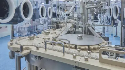 Production plant in the cleanroom, Vetter Pharma, interior view