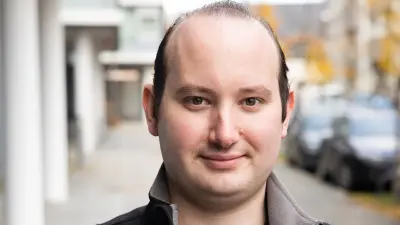 Service technician Kevin Wilhelm standing outside