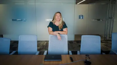 Michelle Luppino inside Climatec offices, Anaheim, USA