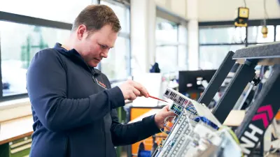 Bosch Building Automation employees during wiring