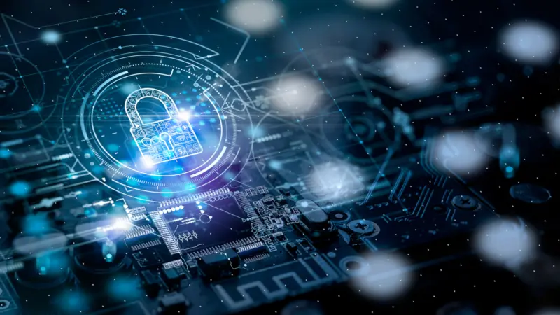 luminous illustration with a visualized security lock