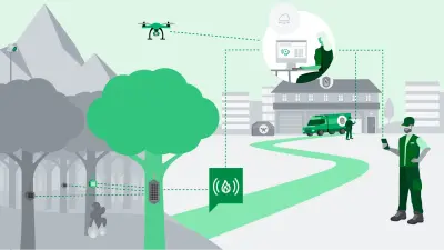 Feuerwehrmann in einem Wald, Wildfire Detection