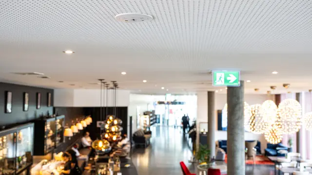 Invisible detectoron ceiling in Modern Times hotel