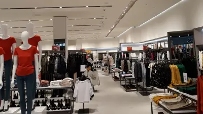 The inside of a clothing store.