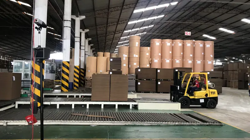 AVIOTEC camera mounted in warehouse of paperboard factory