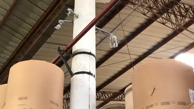 AVIOTEC cameras mounted on the ceiling in factory hall