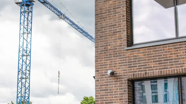 Camera installed on the outside wall of Port Praski