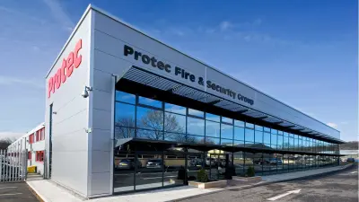 Exterior view of company building of Protec Fire and Security Group, Great Britain