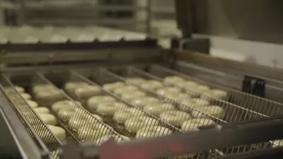 Donut production line in a factory