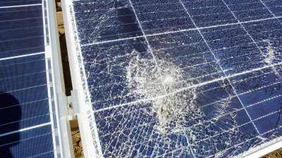Solar cell defect: Destroyed solar panel