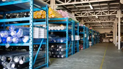 Storage room with fabric rolls