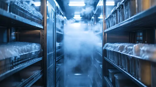 Freezer room in food production plant