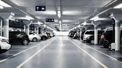 Underground parking with cars