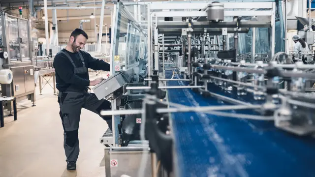 Man working on a production line