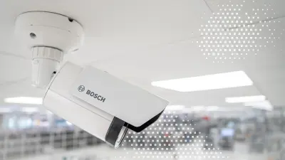 BOSCH AVIOTEC camera installed in the ceiling of an industrial area] 