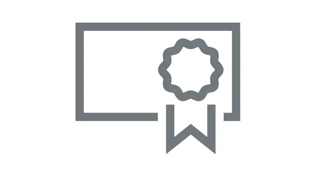 Icon for certification showing a certificate